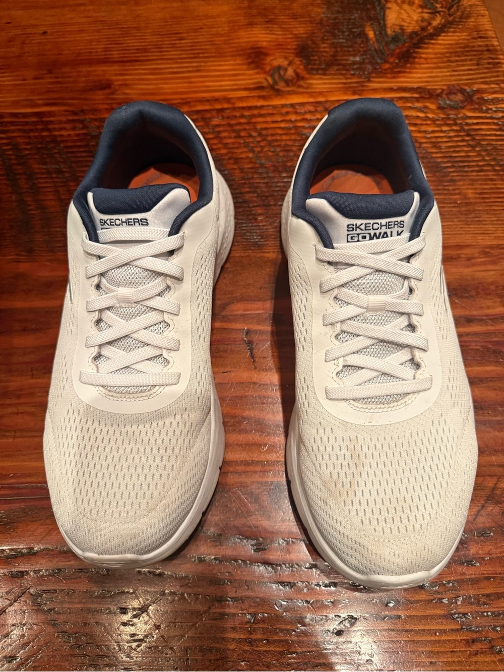 Skechers GOwalk Lightweight Lace-Up Sneakers - White with Navy Collar